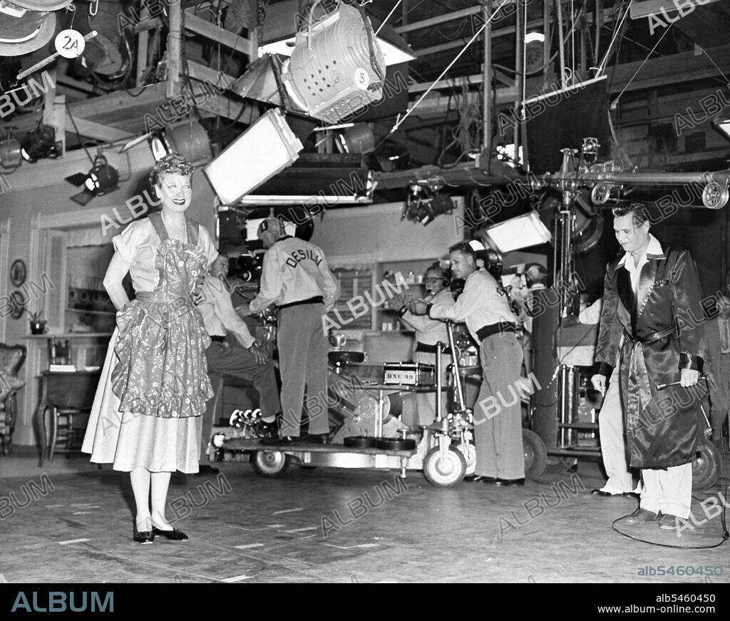 DESI ARNAZ and LUCILLE BALL in I LOVE LUCY, 1951. Copyright CBS-TV.