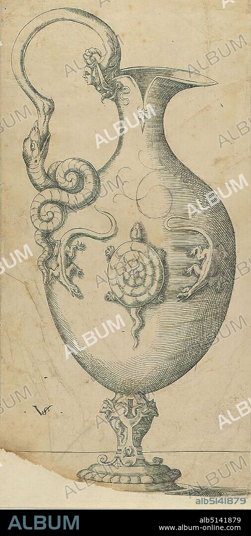 Virgil Solis, jug, paper, copperplate engraving, sheet size (sheet trimmed): height: 25,50 cm; width: 12,90 cm, monogrammed: in plate: VS, prints, printed matter, ornaments, Renaissance.