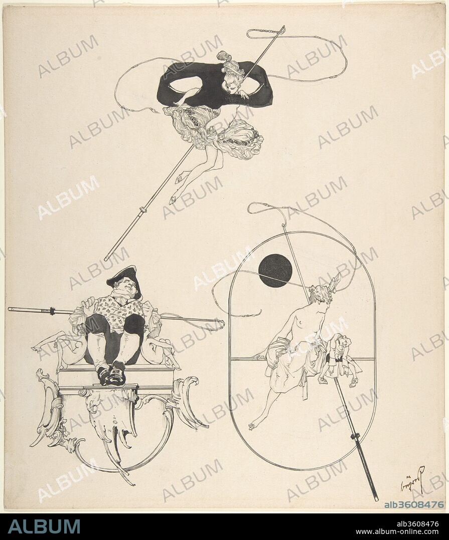 Three Vignettes for Book Illustration. Artist: Franz von Bayros (Austrian, Zagreb 1866-1924 Vienna). Dimensions: 12 5/8 x 11 1/16 in.  (32 x 28.1 cm). Date: late 19th-early 20th century.