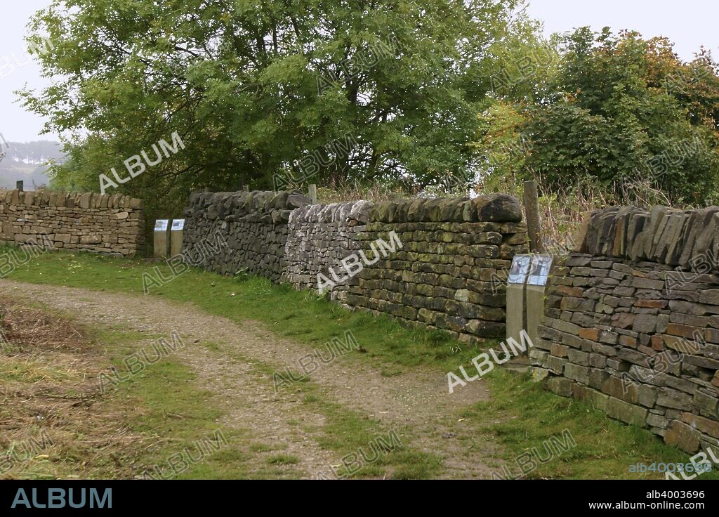 Millennium Wall, the National Stone Centre, Derbyshire. Built in 2000, this 200 metre long wall showcases the different techniques and materials used in the construction of dry stone walls in Britain. In all 19 different types of stone are used.