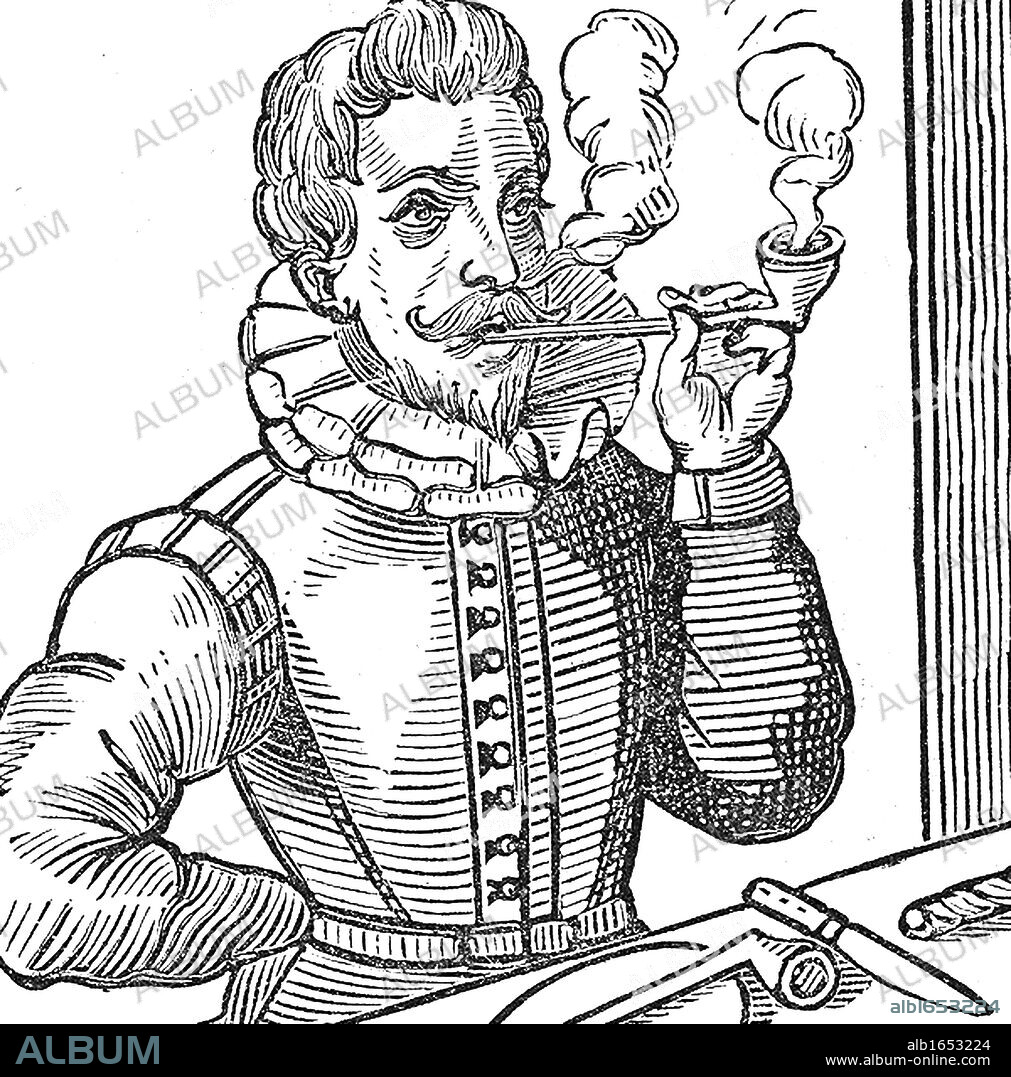 Walter Raleigh (1552-1612) English courtier and navigator. Favourite of Elizabeth I. Half-brother of Humphrey Gilbert. Said to have introduced Tobacco and Potatoes into England. 19th century woodcut.