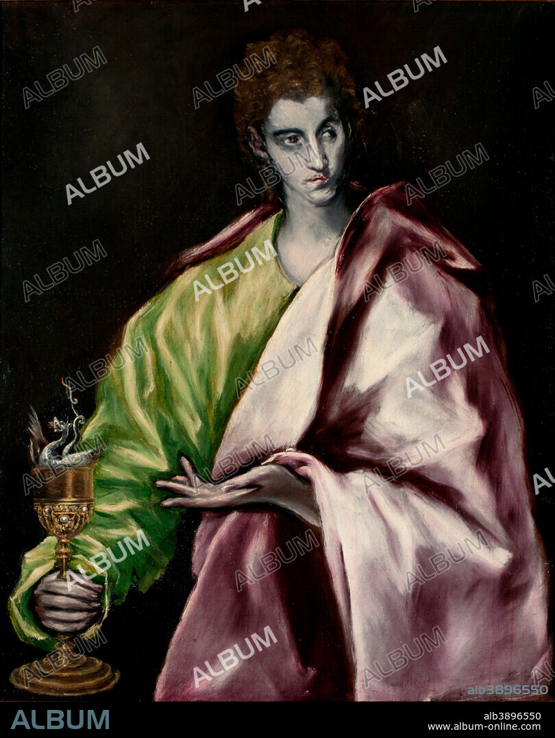 EL GRECO. San Juan Evangelista / Saint John the Evangelist. Date/Period: Between 1610 and 1614. Painting. Oil on canvas. Height: 80 cm (31.4 in); Width: 100 cm (39.3 in).