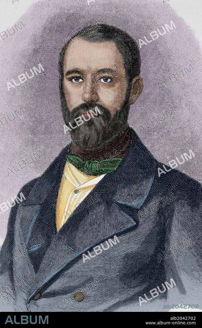 Otto von Bismark (1815-1898). Estadista, burócrata, militar, político y prosista alemán, considerado el fundador del Estado alemán moderno. Grabado coloreado de "Historia Universal", 1889.