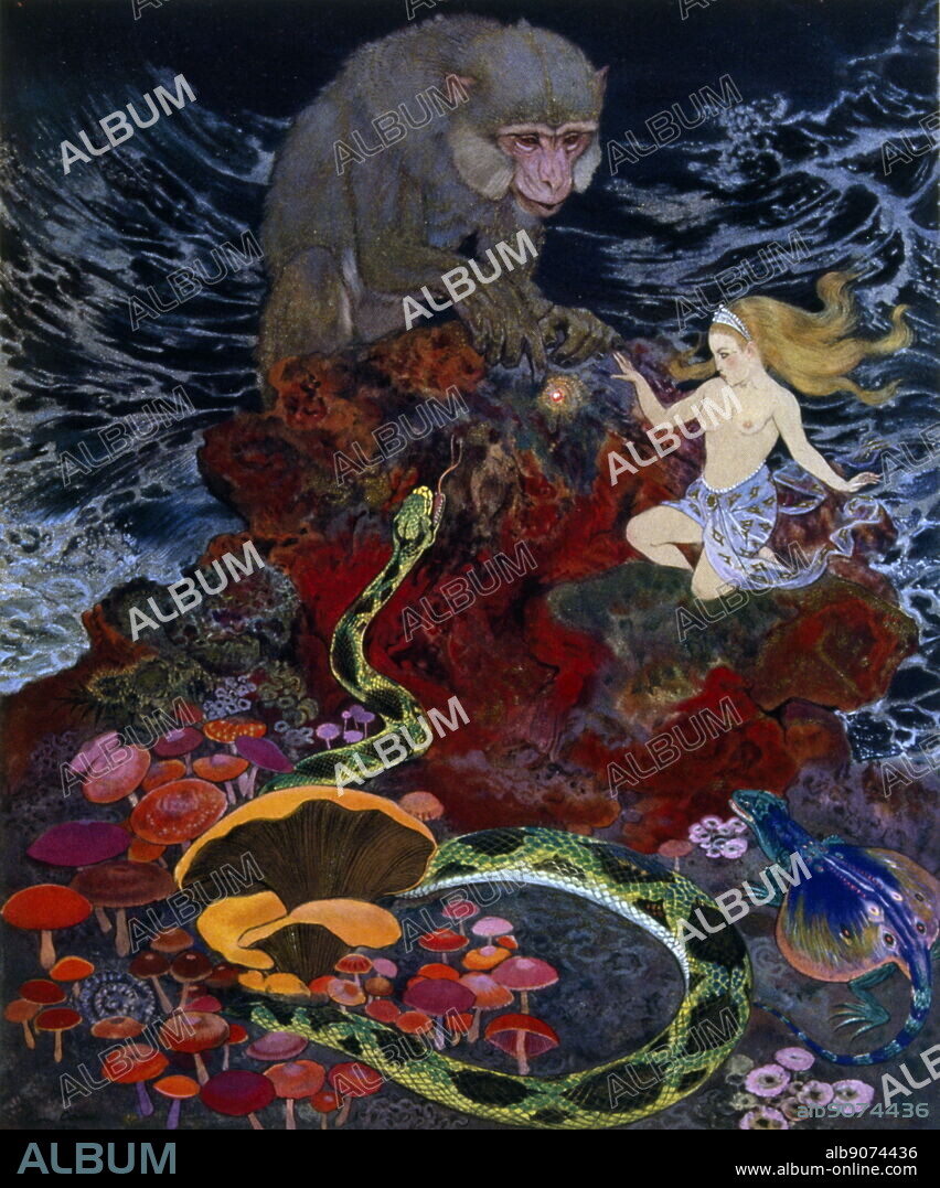 Illustration by Leon Carre, for the 1924 edition of the 'Garden of gems' by Leonard Rosenthal (1874 - 1955 ), a French diamond dealer and businessman from Dagestan.