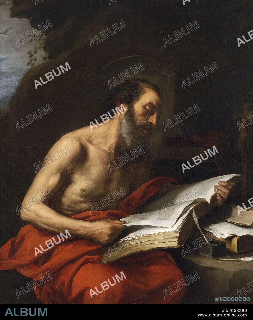BARTOLOMÉ ESTEBAN MURILLO. Bartolomé Esteban Murillo / 'San Jerónimo leyendo', 1650-1652, Escuela Española, Óleo sobre Lienzo, 125 cm x 109 cm, P00988.