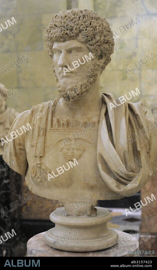 Lucius Verus (130-169). Coemperador romano junto con Marco Aurelio de 161-169. Dinastía Antonina. Retrato. Tercera mitad del siglo II. Mármol. Museo del Hermitage (The State Hermitage Museum). San Petersburgo. Rusia.