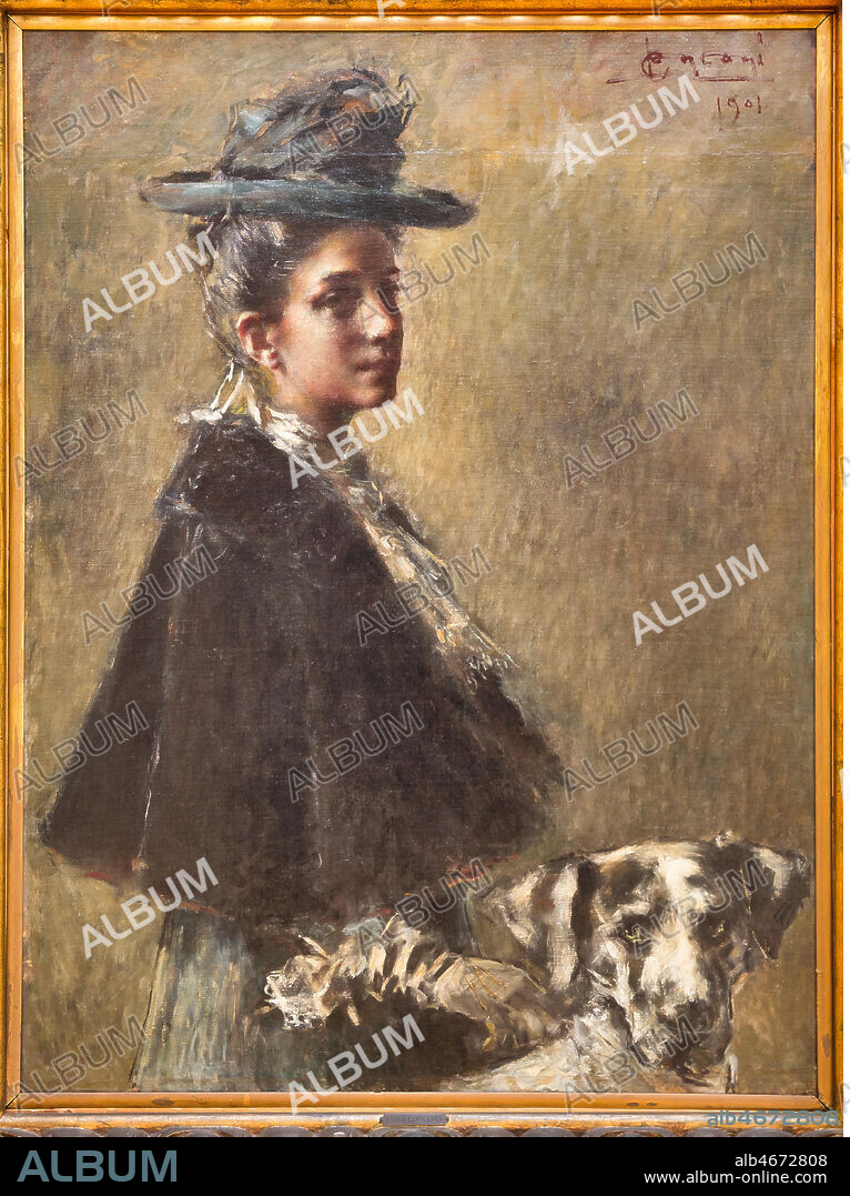 Piacenza, Galleria Ricci Oddi: "Portrait of Mrs Torelli", (1901), oil painting by Luigi Conconi (1852 - 1917).