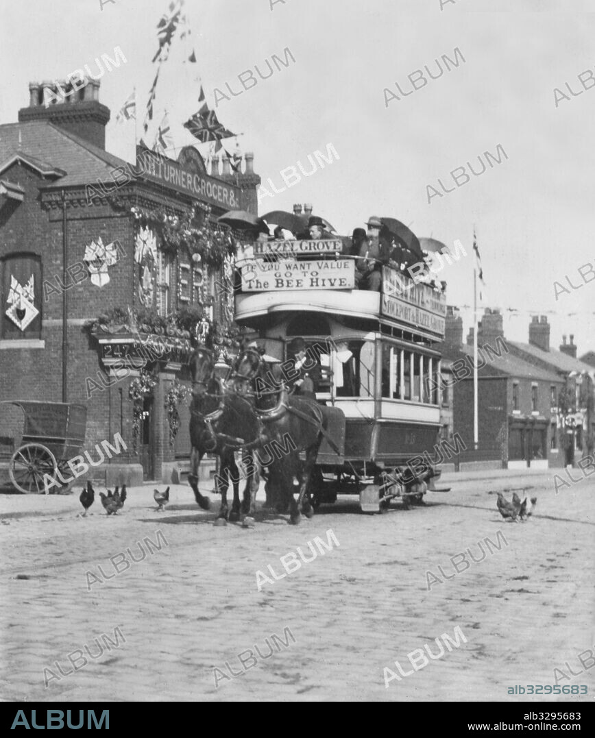 The Stockport To Hazel Grove Horse Tram. Manchester, c1895.