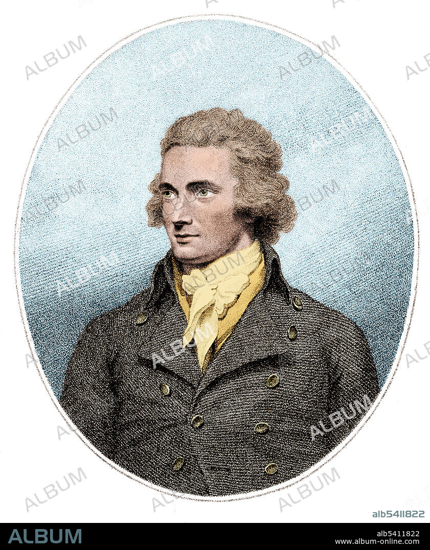 Mungo Park (1771 - 1806) was a Scottish explorer of West Africa who theorized the Niger and Congo merged to become the same river. He was killed during a second expedition. No artist credited, undated.