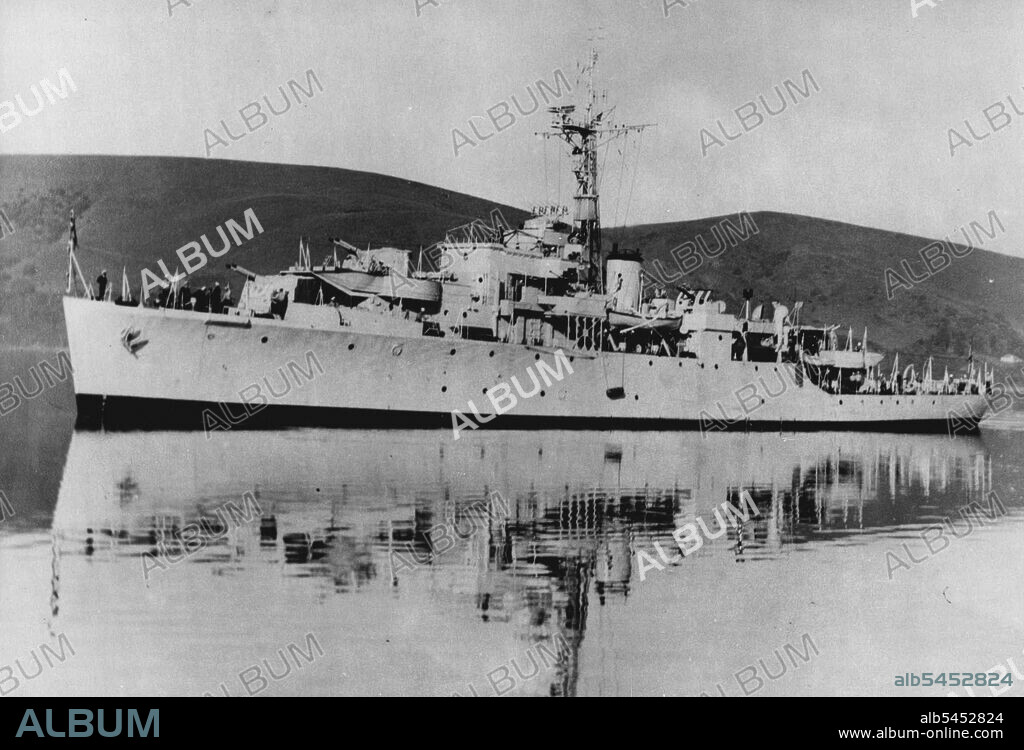 Warships Race To Gold Coast Governor Declares Emergency -- H.M.S. Nereide (1,400 tons), at Simonstown. The sloop carries a main armament of six four-inch guns. 
Two sloops of the South Atlantic Squadron, the Actaeon and Nereide, (1,400 tons) have hurriedly left Simons town South Africa, for Accra on the Gold Coast, where more disturbances by African ex-Servicemen followed a week-end of rioting in which 14 people lost their lives. The Gold Coast Government, is investigating allegat-fully killed a number of people when breaking up an ex-Serviceman's procession protesting against the cot of living. March 05, 1948.
