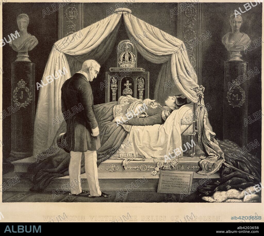 Wellington Visiting the Relics of Napoleon, 19th century.. Engraving in Apsley House, London.