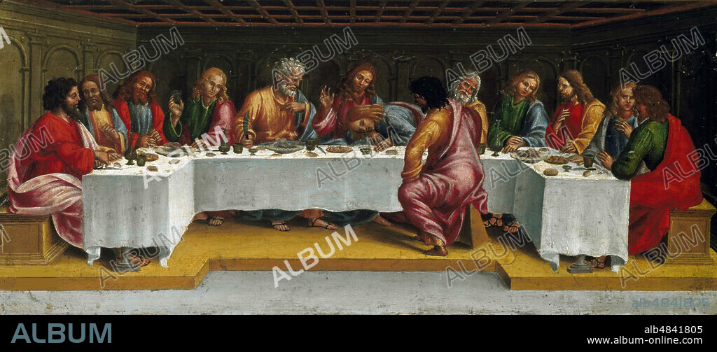 LUCA SIGNORELLI. The Last Supper. (Lamentation over the Dead Christ, Predella panel).