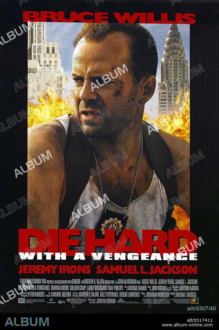 BRUCE WILLIS en JUNGLA DE CRISTAL: LA VENGANZA, 1995 (DIE HARD WITH A VENGEANCE), dirigida por JOHN MCTIERNAN. Copyright CINERGI PICTURES.