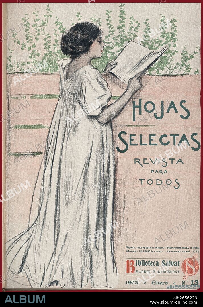 Portada de la revista ilustrada Hojas Selectas, editada por Biblioteca Salvat. Enero de 1903.