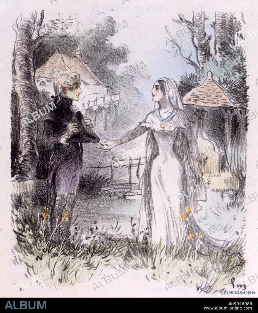 Illustration for No Trifling with Love (On ne badine pas avec l'Amour); 1834 French drama by Alfred Louis Charles de Musset-Pathay (1810 - 1857); French dramatist, poet, and novelist.