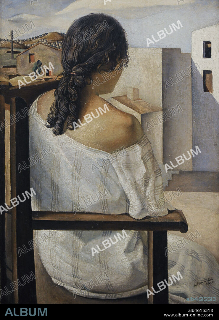 SALVADOR DALÍ. Salvador Dalí (Salvador Dalí i Domènech) (1904-1989). Artista español. Retrato. Muchacha sentada. Muchacha de espaldas, 1925. Oleo sobre lienzo, 104 x 74 cm. Museo Nacional Centro de Arte Reina Sofía. Madrid. España.