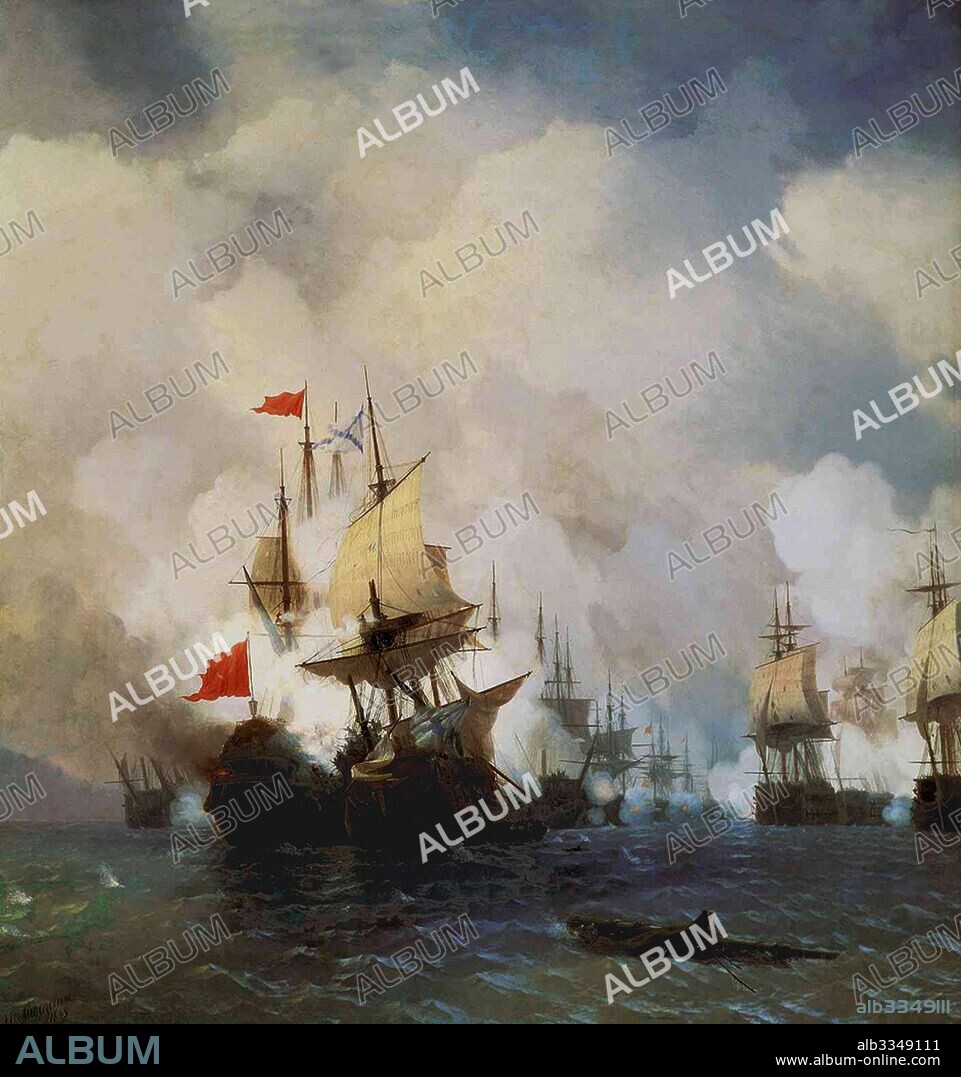 IVAN KONSTANTINOVICH AIVAZOVSKY. The naval Battle of Chesma on 5 July 1770.