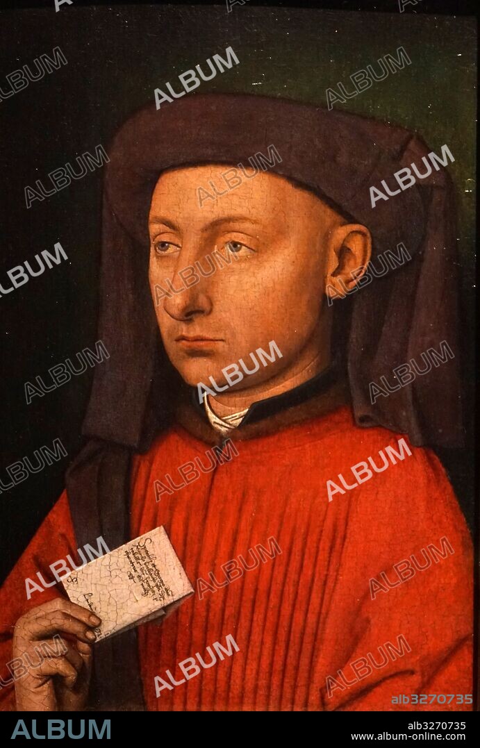 Portrait of Marco Barbarigo (1413-1486) 73rd Doge of Venice by a follower of Jan van Eyck. Dated 15th Century.
