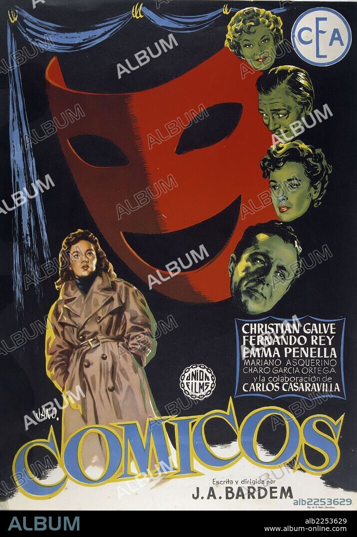 PELICULA : COMICOS , 1954. DIRECTOR : JUAN ANTONIO BARDEM. ACTORES : CHRISTIAN GALVE , FERNANDO REY , EMMA PENELLA.