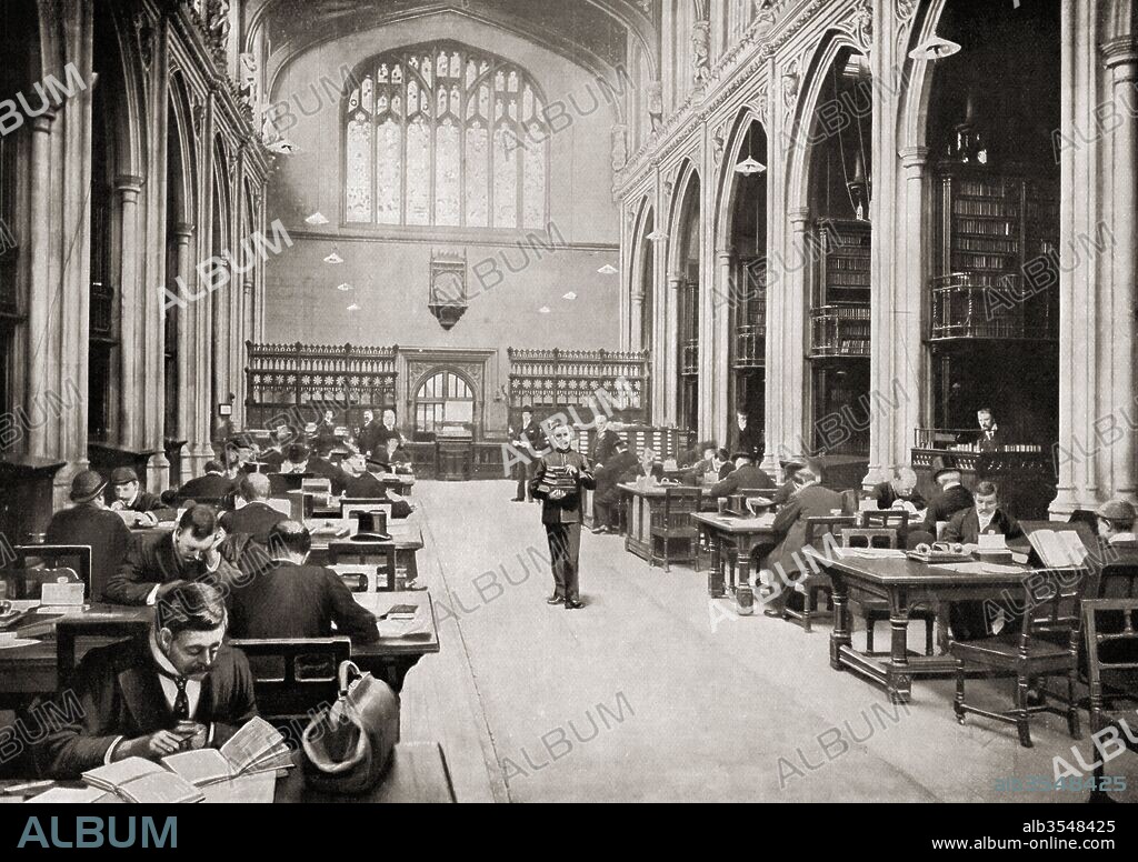 The Reading Room, Guildhall Library, London, England in the early 20th century. From Living London, published 1903.
