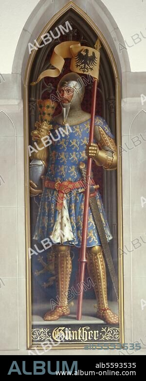 Guenther, Count of Schwarzburg-Blankenburg; King (1349; Anti-King to Charles IV.; 1304 - Frankfurt a. M. 14.6.1349. Full-figure portrait. Painting by Karl Ballenberger (1801-60), undated. Frankfurt a. M., Römer, Kaisersaal.
