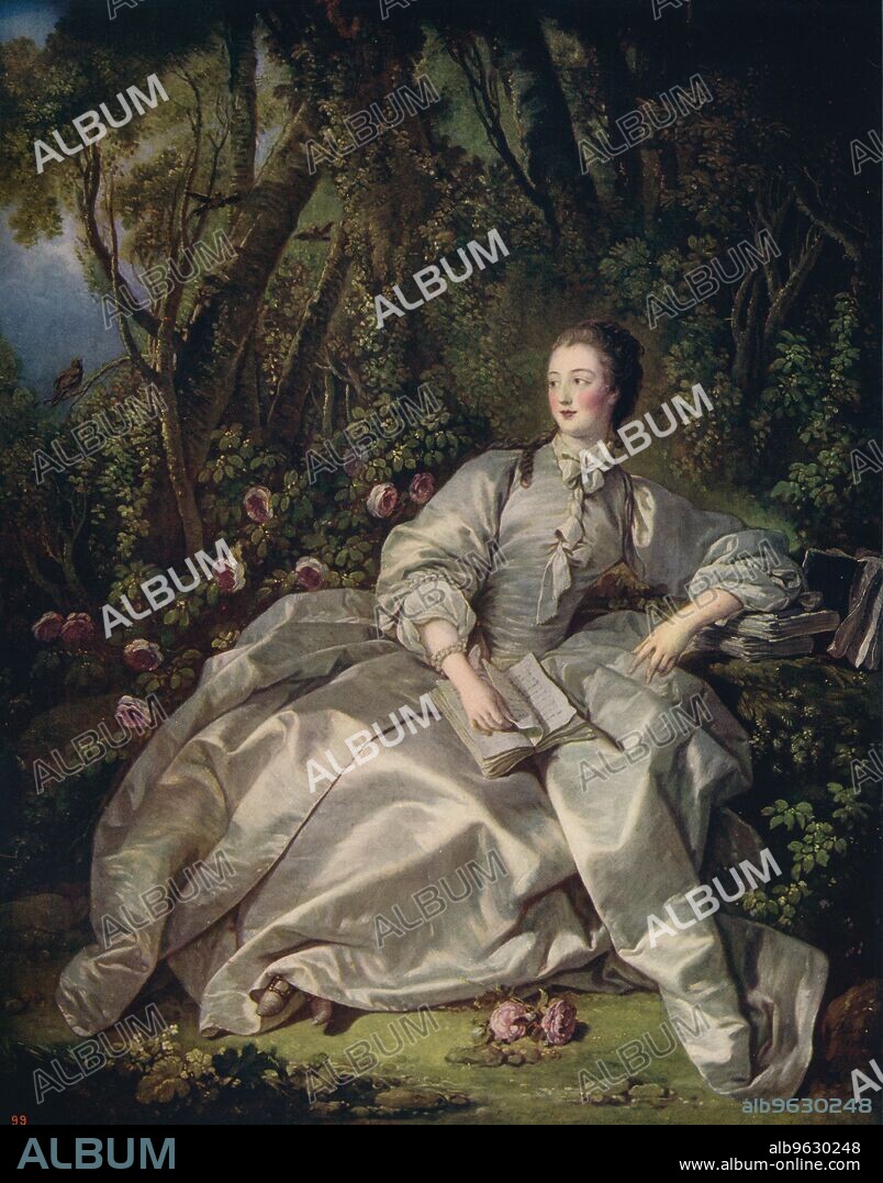 FRANCOIS BOUCHER. 'The Marquis De Pompadour', 1758, (c1915). Held by the Victoria and Albert Museum, London. From International Art: Past and Present by Alfred Yockney. [Virtue & Company, London, c1915].