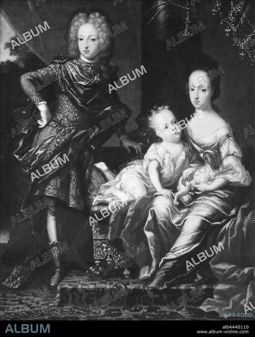 After David Klöcker Ehrenstrahl, Queen Ulrika Eleonora dy, Princess Hedvig Sofia and King Karl XII, Karl XII and his sisters, painting, Ulrika Eleonora, Queen of Sweden, Oil on canvas, Height, 141 cm (55.5, inch), Width, 117 cm (46 inches).