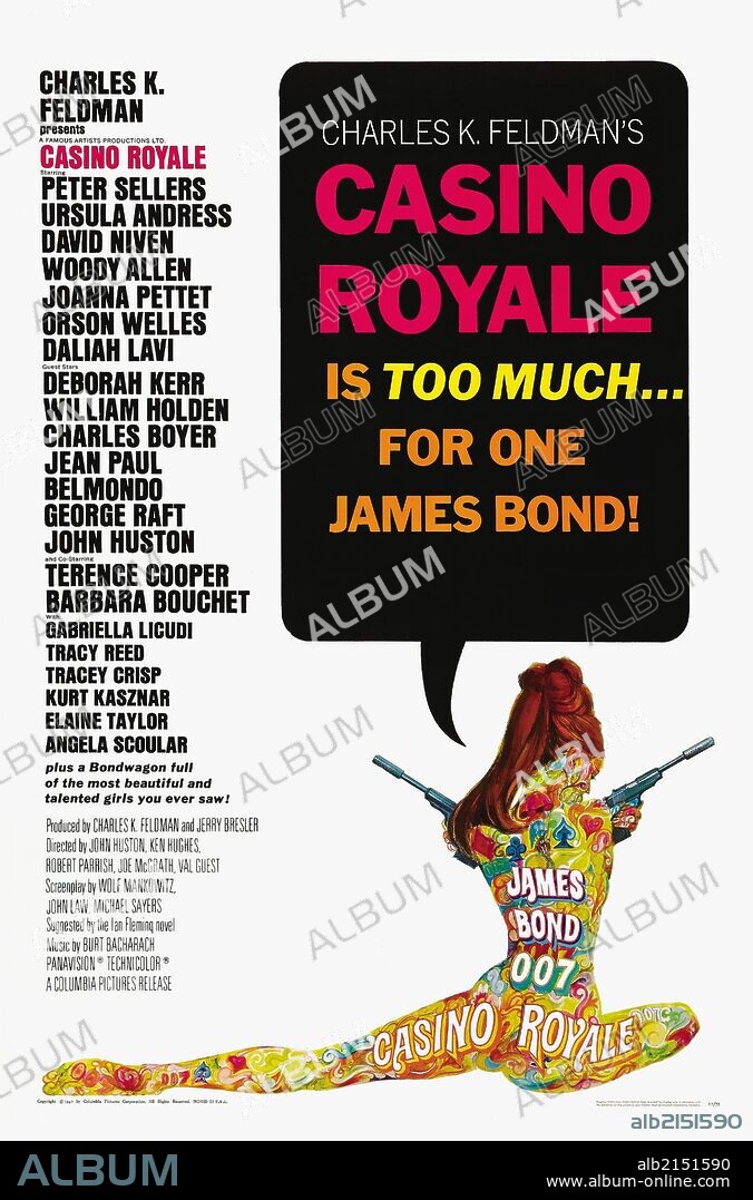 Poster of CASINO ROYALE, 1967, directed by JOHN HUSTON, KEN HUGHES, ROBERT PARRISH and VAL GUEST. Copyright COLUMBIA/FAMOUS ARTISTS.
