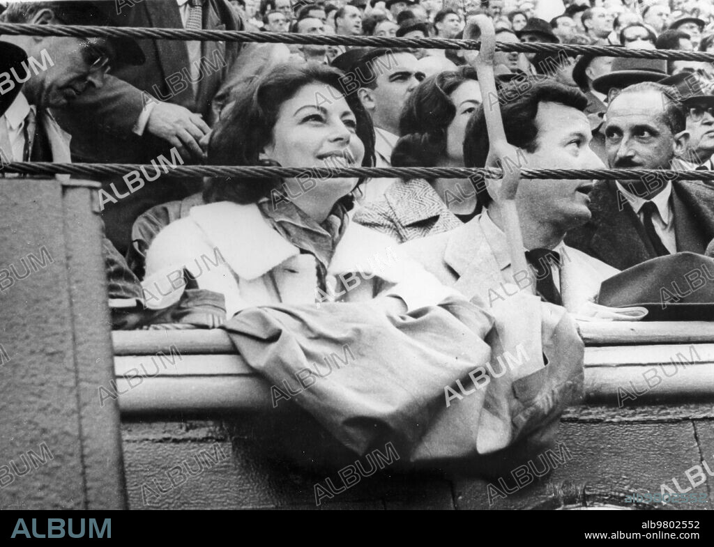 Ava gardner at the madrid arena with juan luis gomez, 1960.
