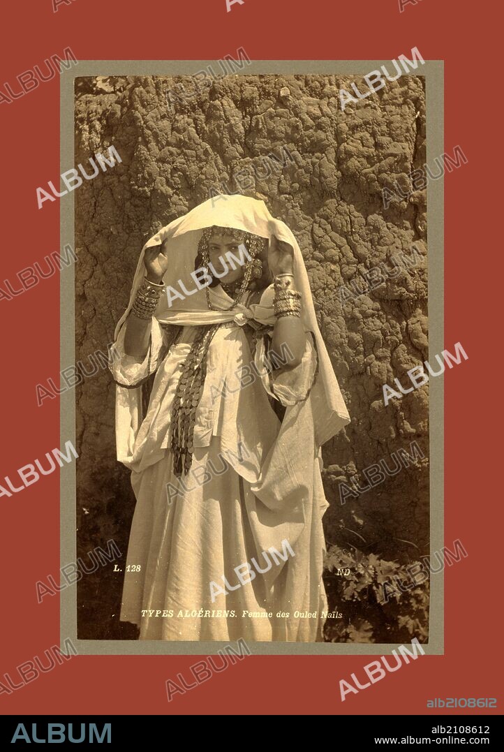 Types Algerians Woman of Ouled Nai ¨ ls, Neurdein brothers 1860 1890, the Neurdein photographs of Algeria including Byzantine and Roman ruins in Tébessa and Thamugadi; mosques, shrines, public buildings, palaces, and street scenes in Mostaganem, Biskra, Algiers, Tlemcen, Constantine, Oran, and Sidi Bel Abbès; and the cathedral at Carthage. Portraits of Algerian people include Berbers, Ouled Naïl women, and prisoners in Annaba. Tunisian views include mosques, buildings, and street scenes in Tunis.
