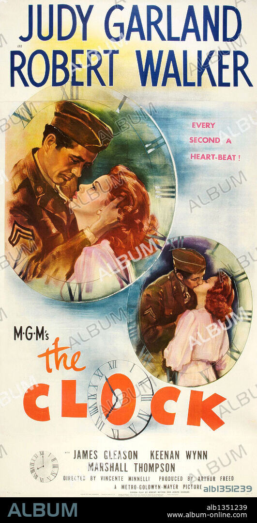 Plakat zu THE CLOCK, 1945, unter der Regie von FRED ZINNEMANN und VINCENTE MINNELLI. Copyright M.G.M.
