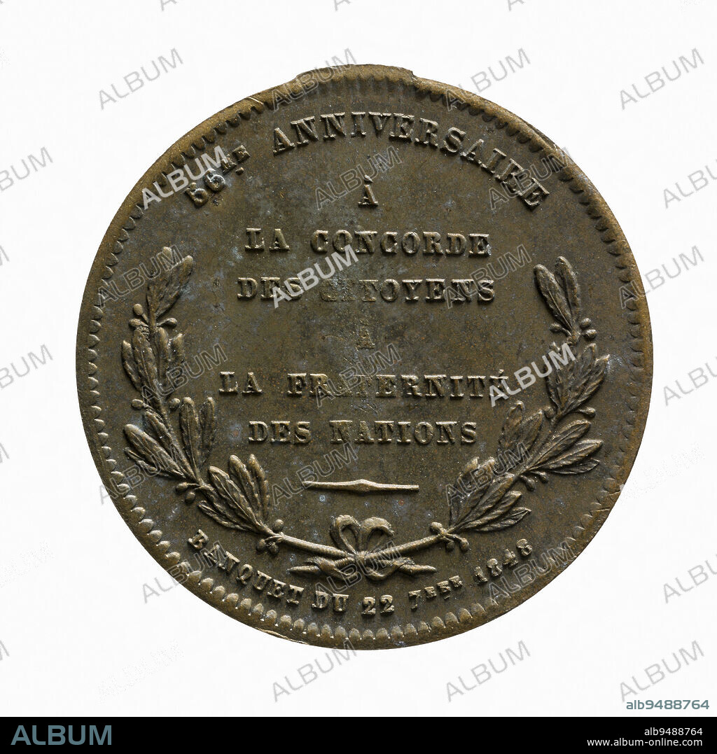 56th anniversary of the French Revolution, banquet of September 22, 1848., Daniel, Engraver in medals, Array, Numismatics, Medal, Paris, Dimensions - Work: Diameter: 3.5 cm, Weight (type dimension): 15.07 g.