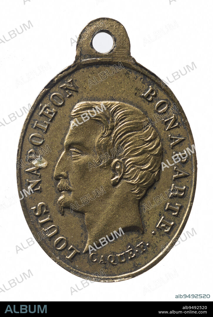 Election of Louis-Napoléon Bonaparte, to the presidency of the French Republic, December 1848, Caqué, Armand-Auguste, Engraver in medals, In 1848, Numismatics, Medal, Metal, Doré = gilding, Dimensions - Work: Height: 1.4 cm, Width: 1.2 cm, Weight (type dimension): 0.86 g.