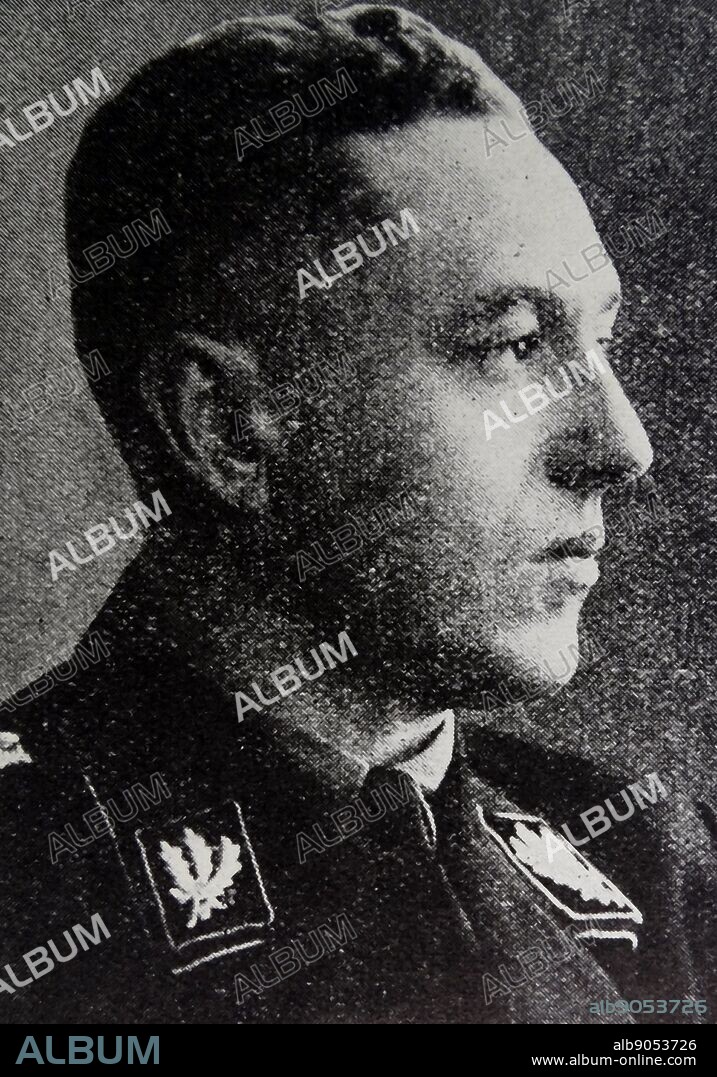 Photograph of Albert Forster (1902-1952) a Nazi German politician and served as the Gauleiter of Danzig-West Prussia during the Second World War. Forster was hanged for his crimes after Germany was defeated. Dated 1940.