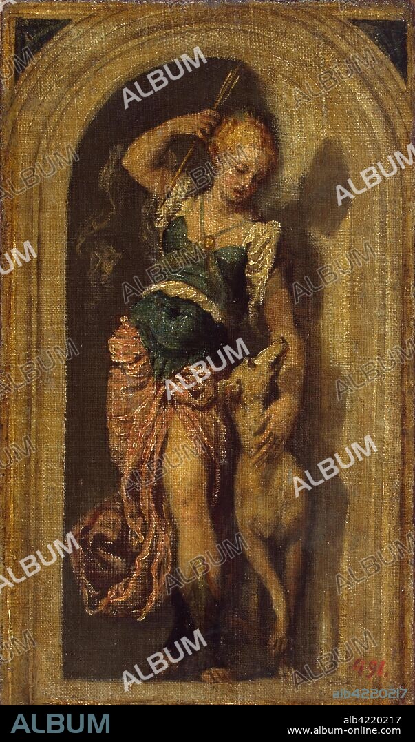 PAOLO VERONESE. 'Diana (sketch)'. Italy, Late 1560s. Dimensions: 28x16 cm.
