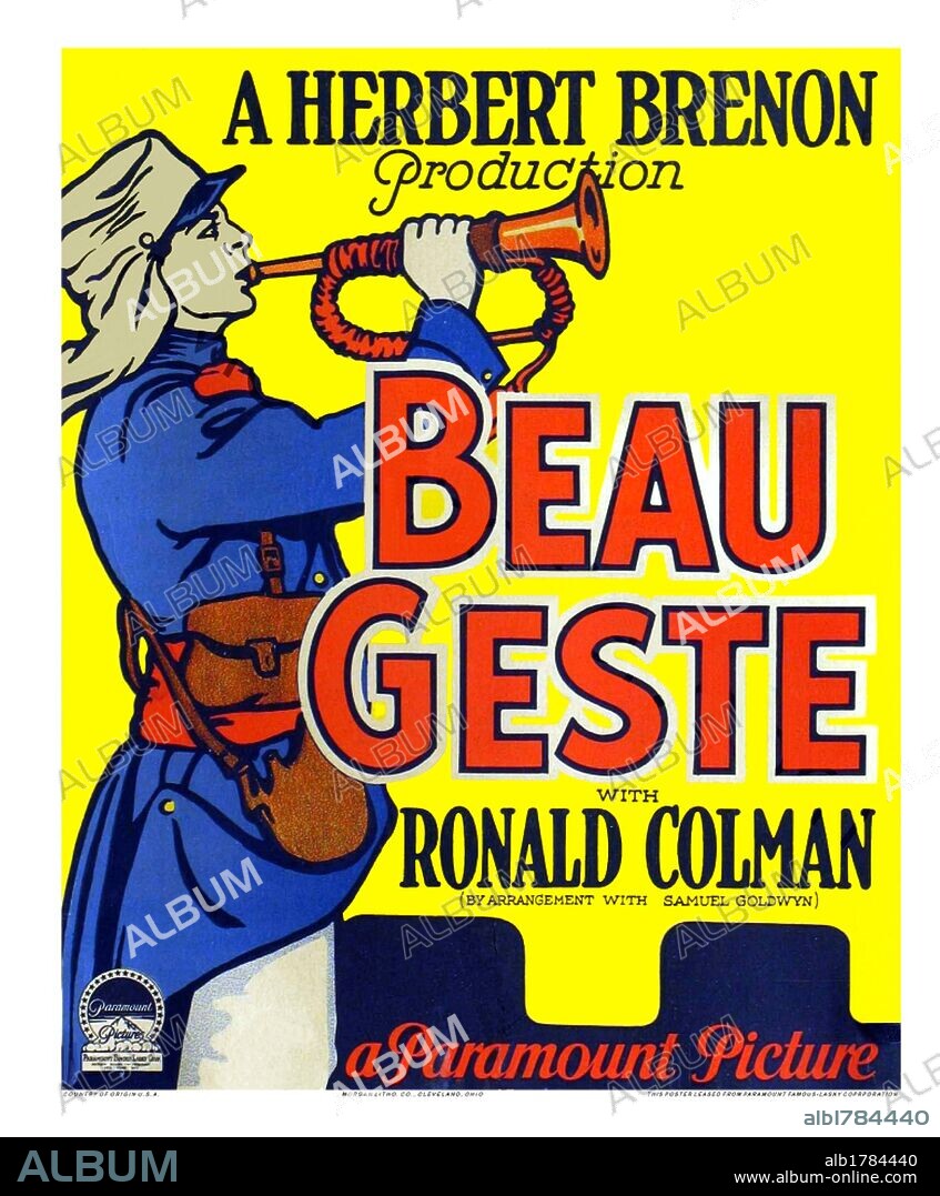 Poster de BEAU GESTE, 1926, dirigida por HERBERT BRENON. Copyright PARAMOUNT PICTURES.