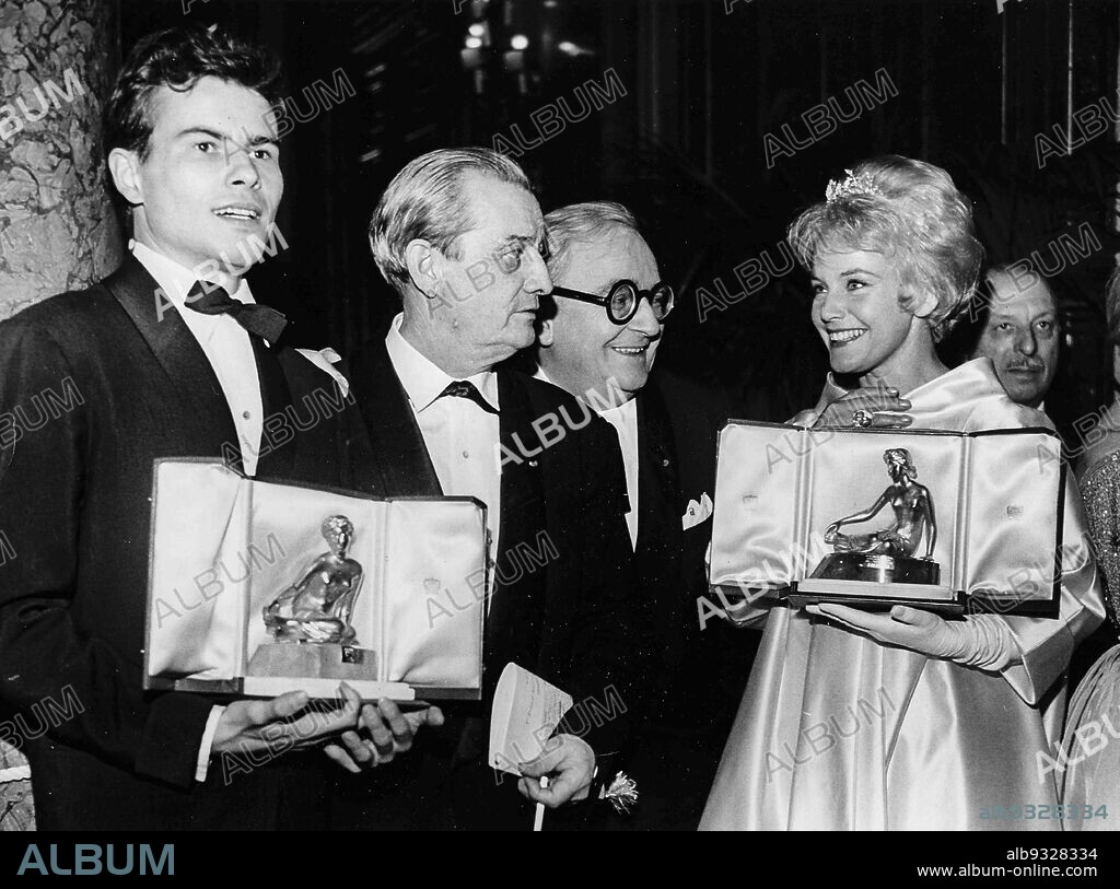 Horst Buchholz, Marcel Pagnol, Marcel Achard and Maria Shell, Montecarlo Film Festival 1961.