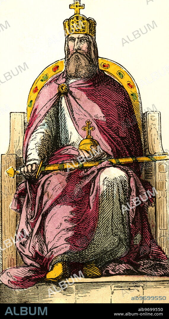 1002170 ( 1000 ) Charles the Great , German emperor ( since 800 ) , born 747 , died 814 in Aachen , print after a painting of Philipp Veit , from : The German emperor in the Roemer of Frankfurt on the Main and the emperor William the First , publishing house Georg Wigand , Leipzig , about 1880.