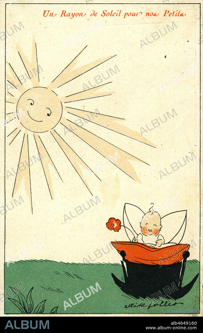'Un rayon de soleil pour nos petits'. Carte postale vers 1920 pour la prevention contre la tuberculose. Credit : IM/KHARBINE-TAPABOR.