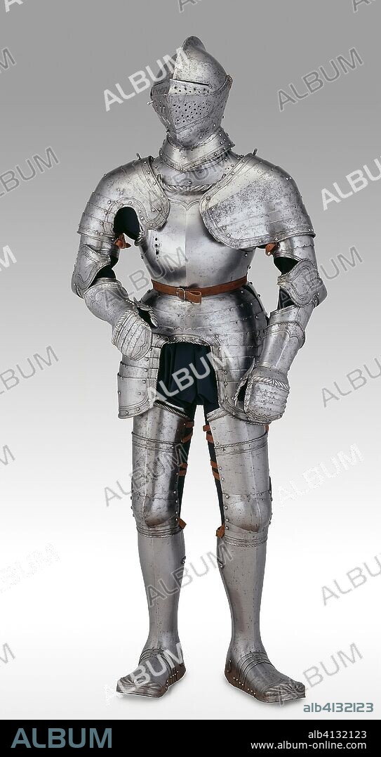 THE YOUNGER WORKSHOP OF MICHEL WITZ. Portions of a Field Armor. Austrian, Innsbruck. Date: 1530-1555. Dimensions: H. 191.8 cm (75 1/2 in.)
Wt. 32 lb. Steel and leather. Origin: Innsbruck.