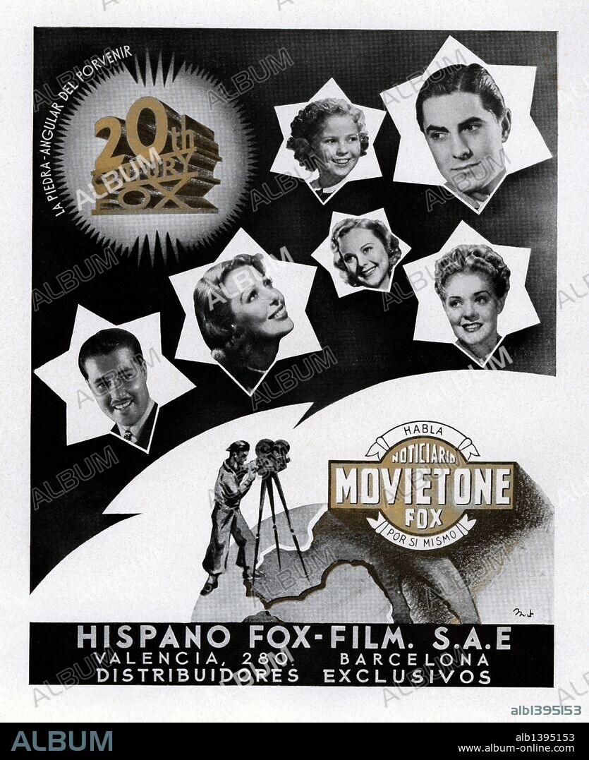 Cartel publicitario de Hispano-Fox Film, S.A.E. del año 1940, realizado por Mat.