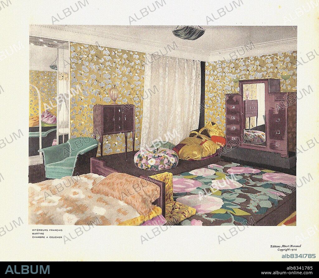 ANONIMO. Bedroom by Atelier Martine, (founded by Paul Poiret). From Intérieurs français.
