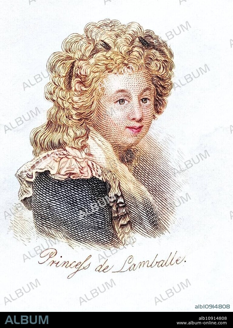 Princesse de Lamballe Marie Therese Louise de Savoie-Carignan 1749 -1792 Italian French courtier and intimate companion of Marie-Antoinette from the book Crabbs Historical Dictionary from 1825, Historical, digitally restored reproduction from an original from the 19th century, Record date not stated