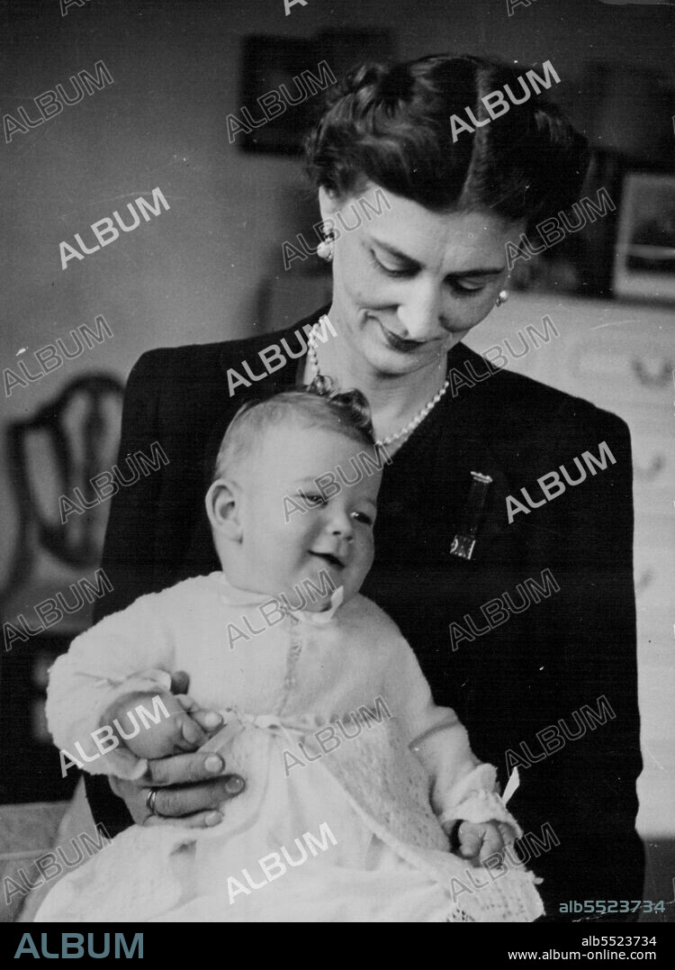 A Royal Mother And Her Baby -- A charming study of the Duchess of Kent photographed at home with her youngest child, Prince Michael.The baby Prince who is now eight months old was born on 'independence day' July 4th, 1942. May 10, 1943. (Photo by London News Agency).
