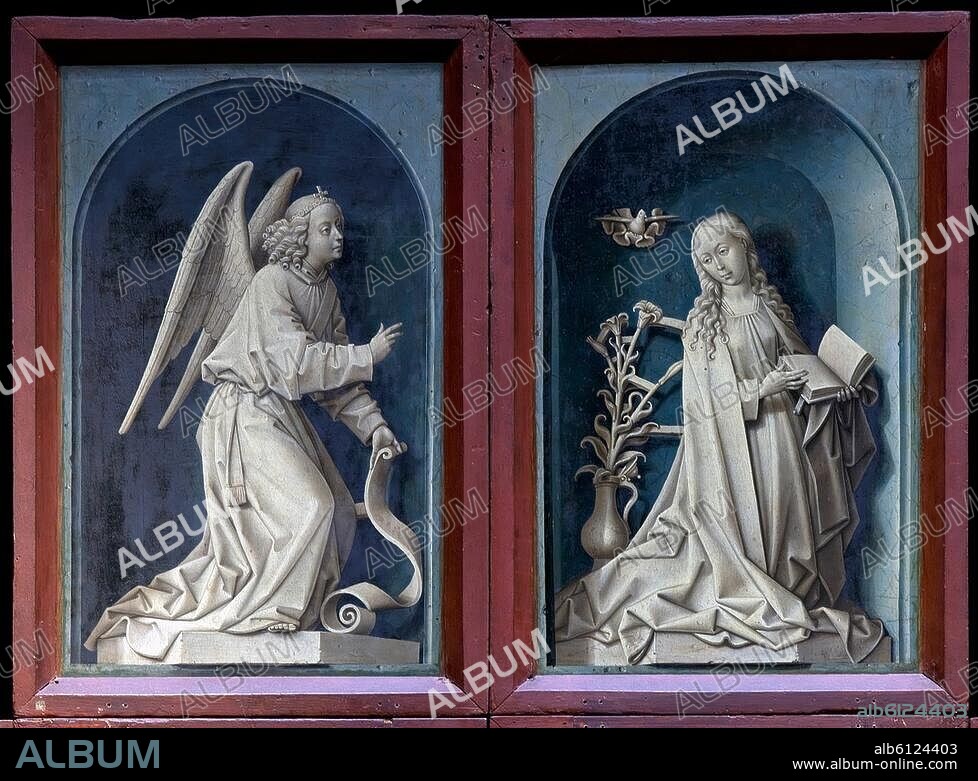 Weyden, Rogier van der; 1399/1400-1464. "Verkündigung an Maria", um 1449. Rückseiten der oberen Seitenflügel des Altars mit dem "Jüngsten Gericht". Auf Holz, 74,5 x 54,5 cm. Beaune, Hôtel-Dieu.