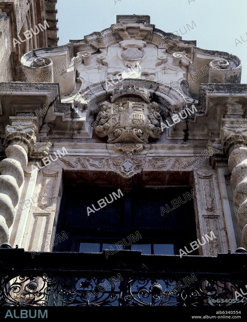 ANTONIO FERNANDEZ (PINTOR SIGLO XVIII). PORTADA DEL PALACIO DE PEÑAFLOR - SIGLO XVIII - BARROCO ESPAÑOL.