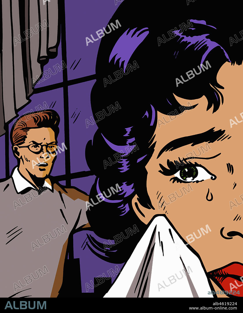 Angry boyfriend shouting at crying girlfriend.
