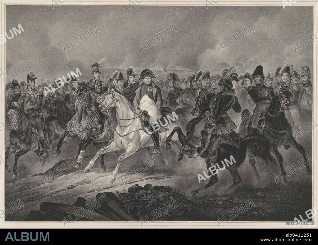Napoleon and generals. D. Montein p., Louis Stanislas Marin-Lavigne, after Dietrich Monten, 1807, print maker: Louis Stanislas Marin-Lavigne, after: Dietrich Monten, publisher: Henri Jeannin, 1807, paper.