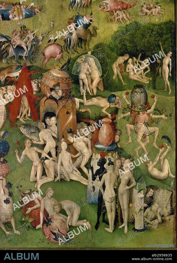 Hieronymus Bosch (c.1450-1516). Dutch painter. The Garden of Earthly Delights, 1500-1505, Triptych. Detail of a central panel. Prado Museum. Madrid. Spain.