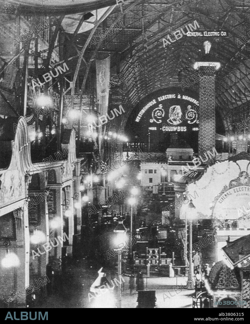 The Tesla/Westinghouse display at Electricity Hall. Tesla Polyphase Alternating Current System. In 1892 George Westinghouse won the contract to power the Columbian Exposition. The Westinghouse company, with Tesla's guidance, built a power system for the exposition that produced three times more energy than was being utilized by the entire remainder of Chicago. Tesla had a large display including phosphorescent lighting (a precursor to fluorescent lamps) powered without wires by high-frequency fields and the Egg of Columbus. The success of the Tesla Polyphase System installed at the exposition ensured Westinghouse would be selected to harness Niagara. The World's Columbian Exposition was a world's fair held in Chicago in 1893 to celebrate the 400th anniversary of Christopher Columbus' arrival in the New World in 1492.